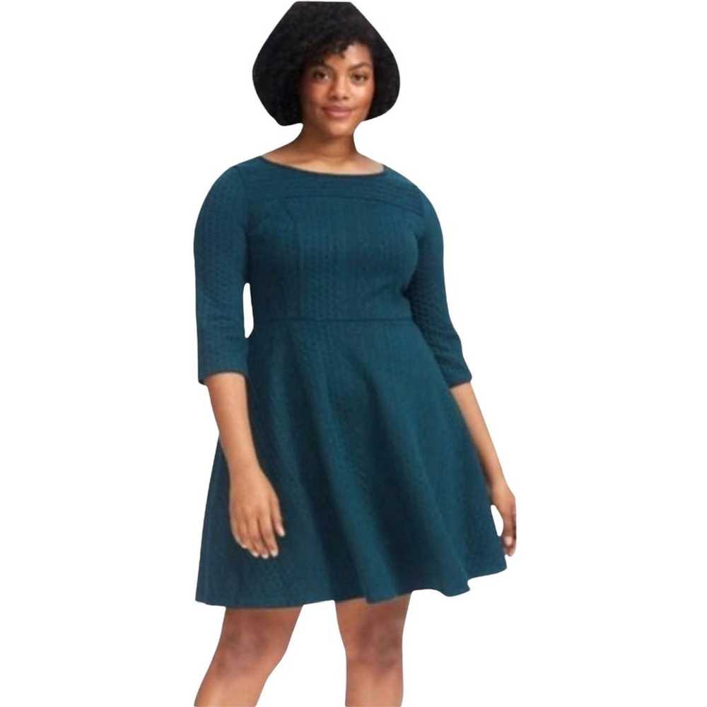 Modcloth Blue Textured Jacquard Fit & Flare Knit … - image 7