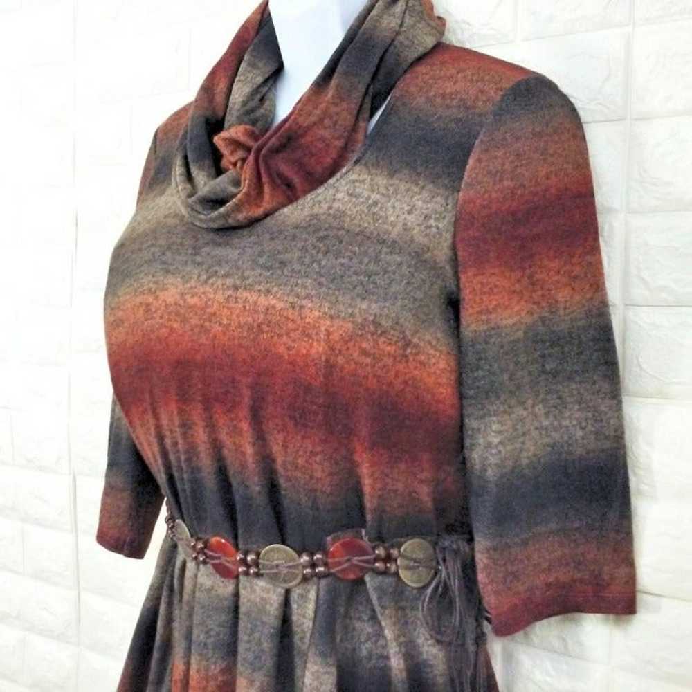 Robbie Bee Knit Dress Sz-XL Belt Scarf - image 1