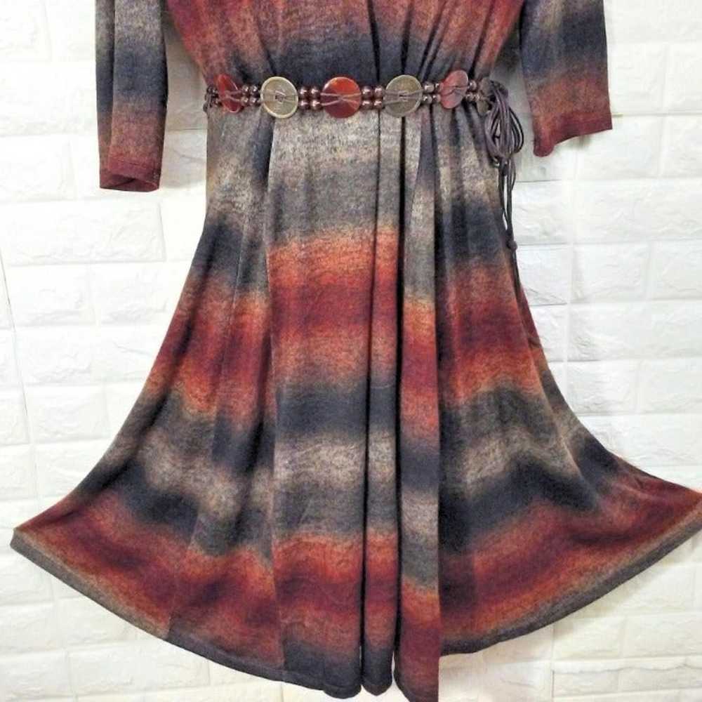 Robbie Bee Knit Dress Sz-XL Belt Scarf - image 4