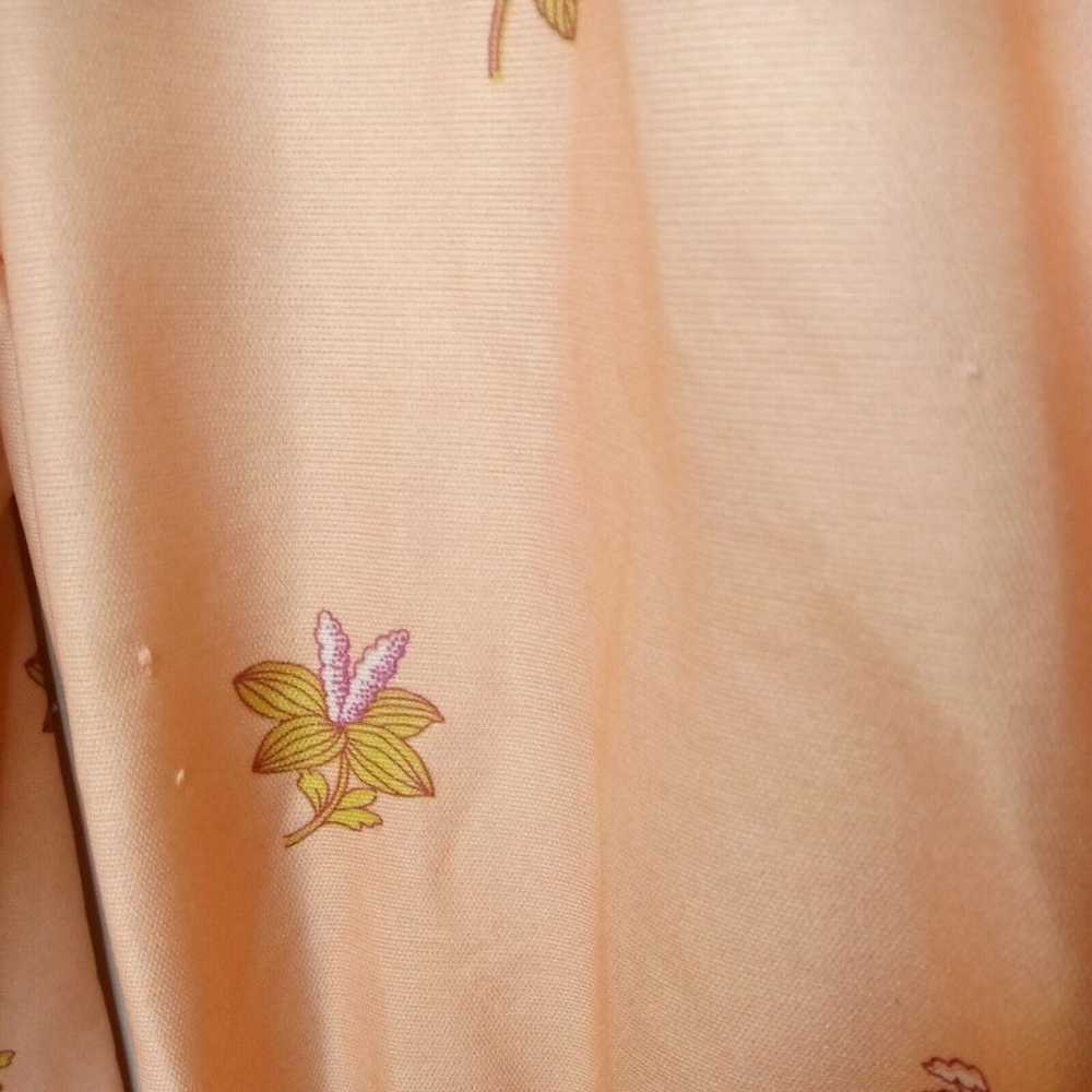 VTG 60s 70s retro Peach Floral full skirt midi dr… - image 12