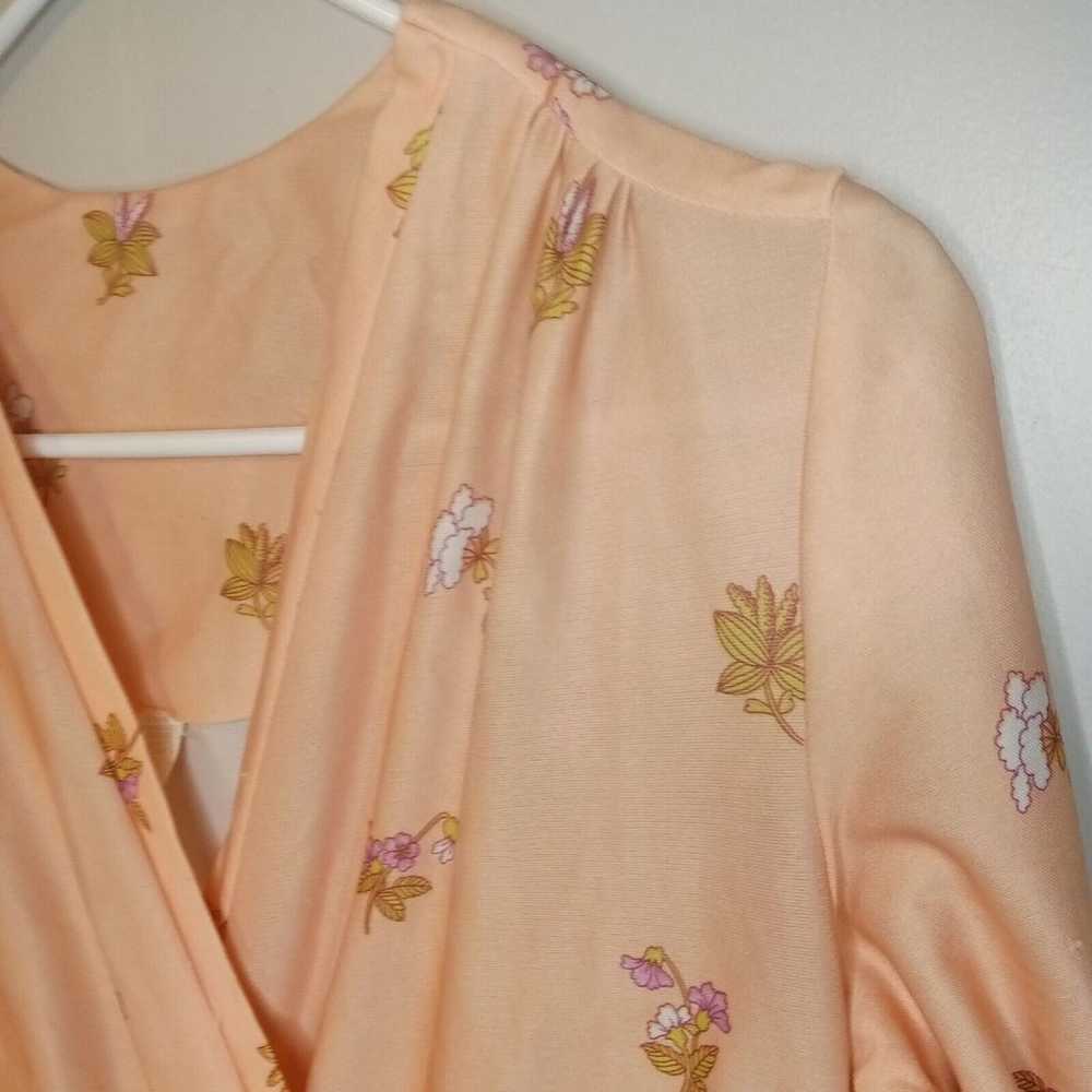 VTG 60s 70s retro Peach Floral full skirt midi dr… - image 7