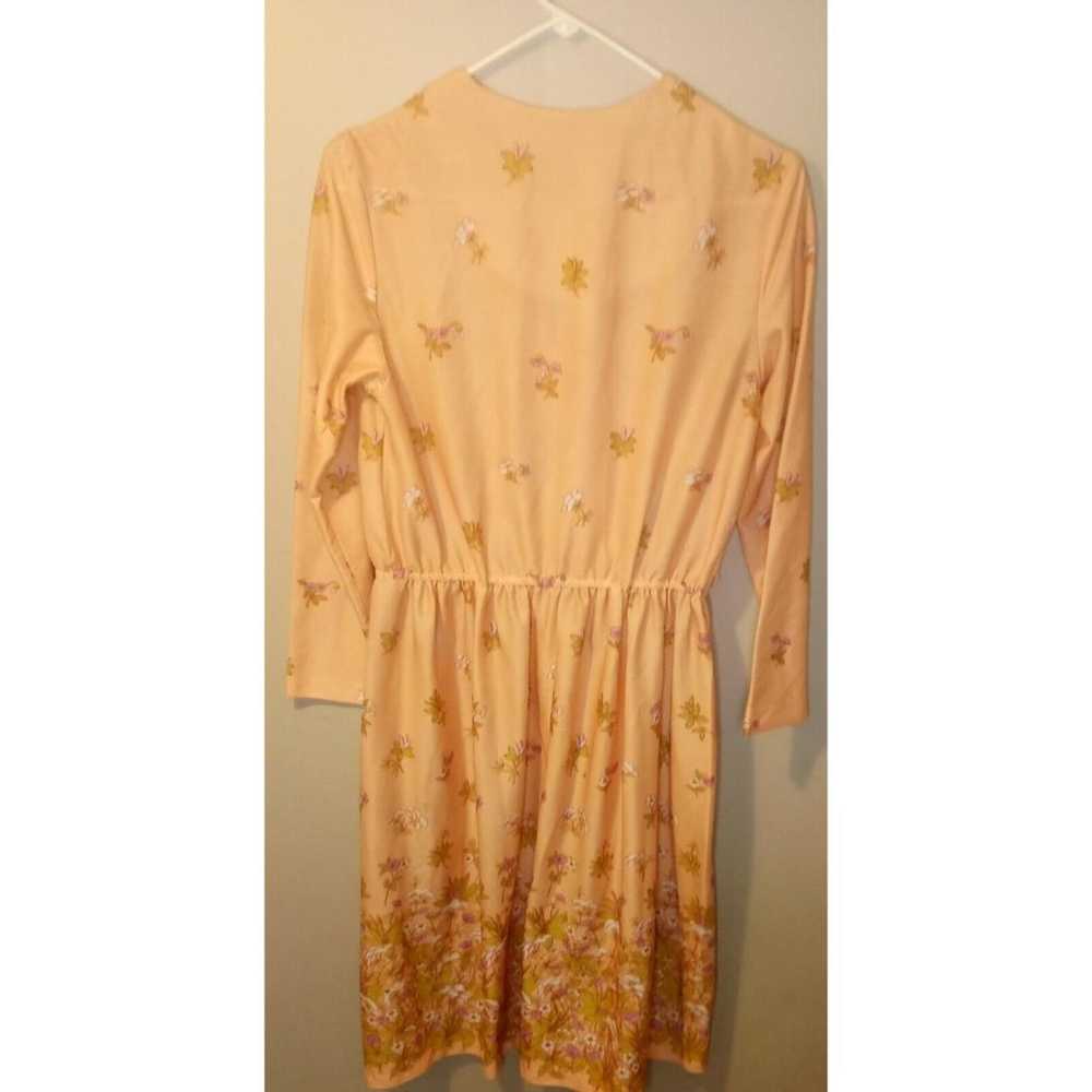 VTG 60s 70s retro Peach Floral full skirt midi dr… - image 9