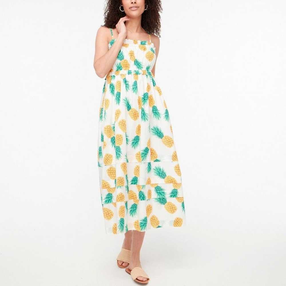 J Crew Factory Pineapple Print Ruffle Square Neck… - image 1