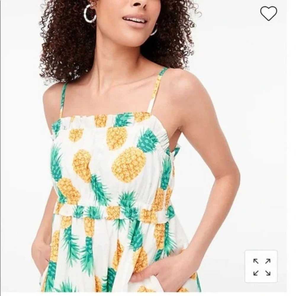 J Crew Factory Pineapple Print Ruffle Square Neck… - image 3