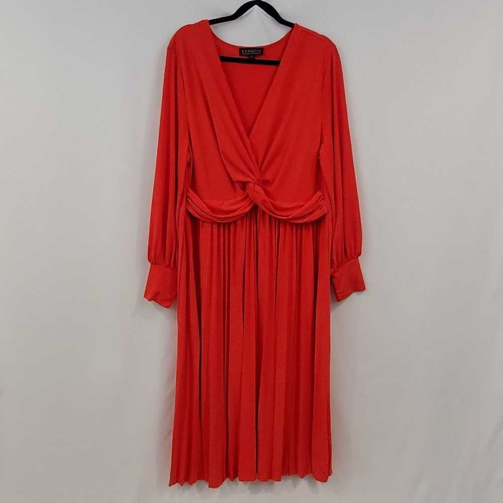 Eloquii Sz 18 Knot Front Pleated Skirt Midi Dress… - image 2