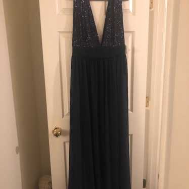 Navy Deep-V Evening Gown - image 1