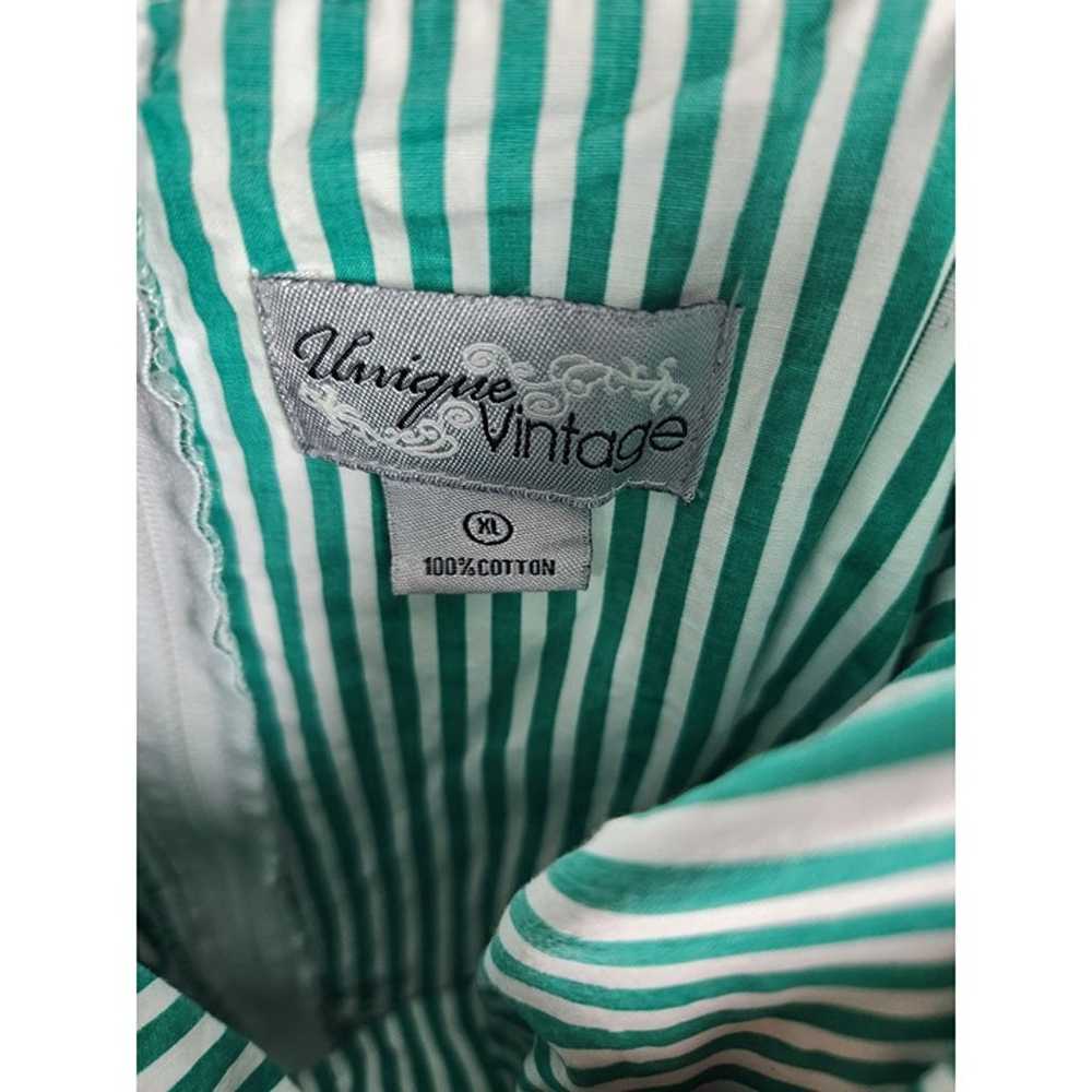 Unique Vintage Women's Sz. XL Green & White Strip… - image 3