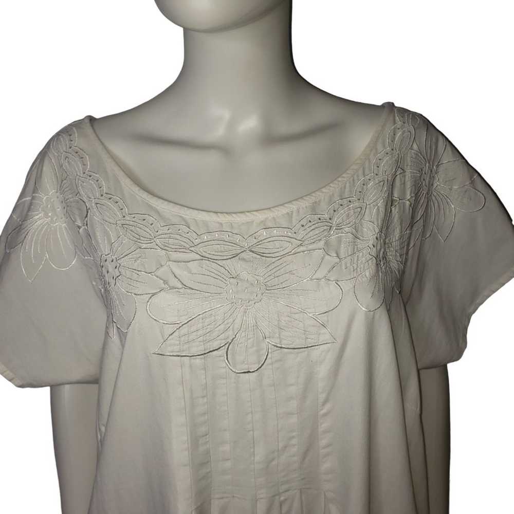 Dress Barn Womans White Cotton Embroidered Summer… - image 3