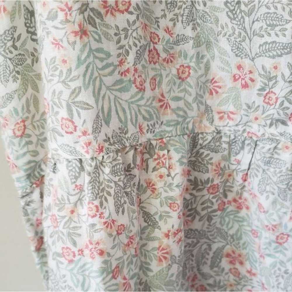 Joie Floral 100% Linen Sun Dress Sz XL  Tiered Gr… - image 4