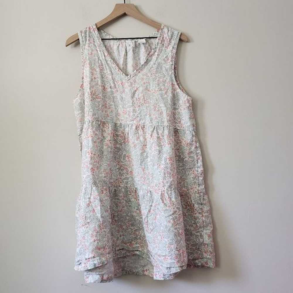 Joie Floral 100% Linen Sun Dress Sz XL  Tiered Gr… - image 6