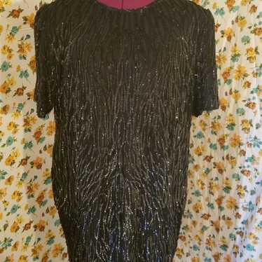 Vintage Black beaded and sequins Dress - image 1