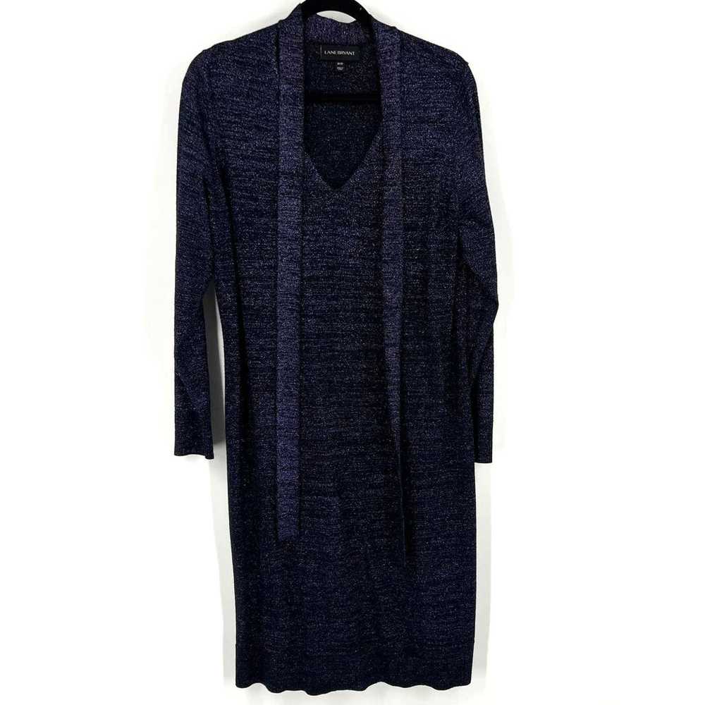 Lane Bryant Holiday Sweater Dress Midi Tie Neckli… - image 1