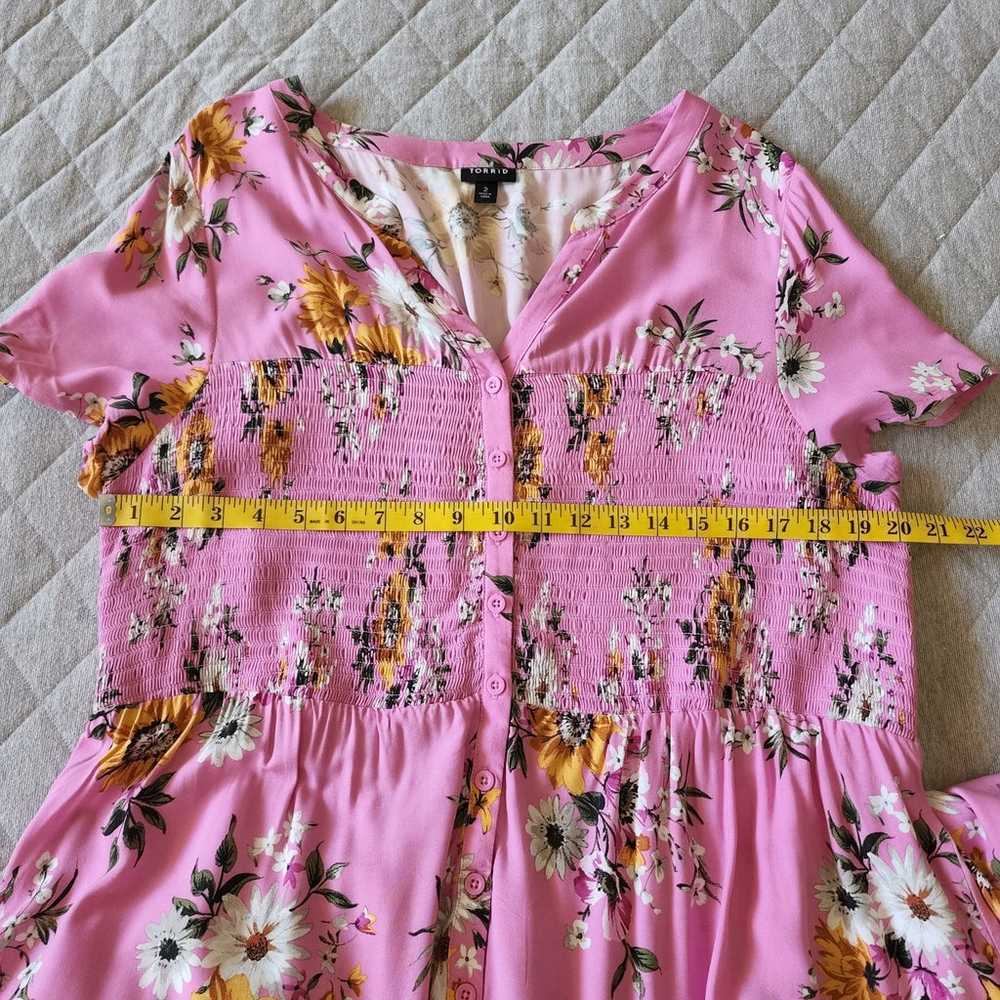 Torrid Pink Floral Shirt Dress Size 2 - image 11