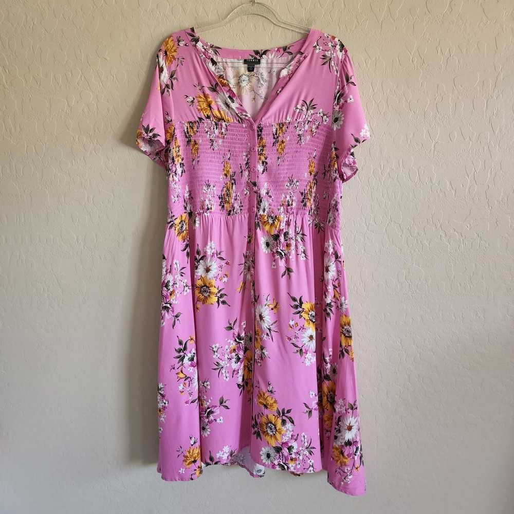 Torrid Pink Floral Shirt Dress Size 2 - image 2