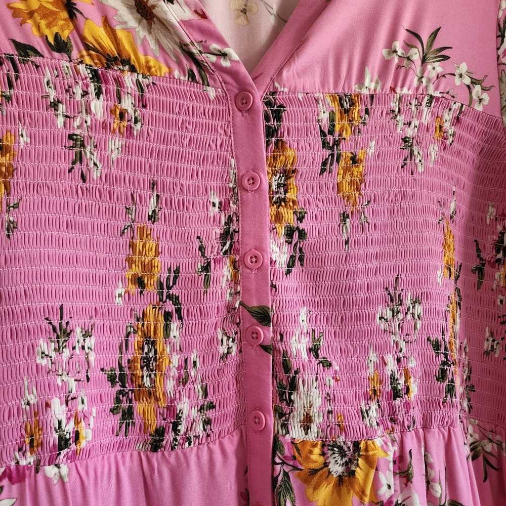 Torrid Pink Floral Shirt Dress Size 2 - image 4