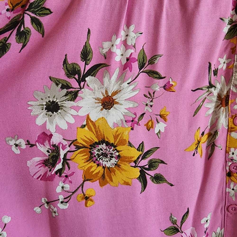 Torrid Pink Floral Shirt Dress Size 2 - image 5