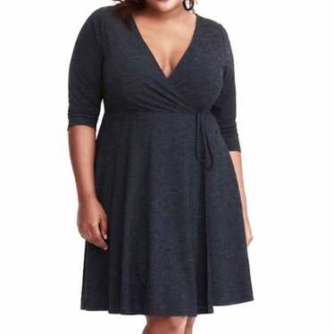 Torrid Blue Ribbed  Faux Wrap Dress 2