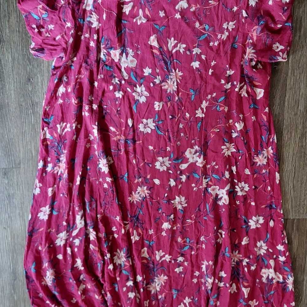 Woman Within Plus Wine Pink Floral Rayon Short Sl… - image 2