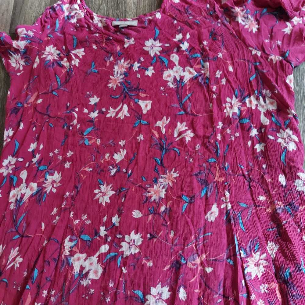 Woman Within Plus Wine Pink Floral Rayon Short Sl… - image 3