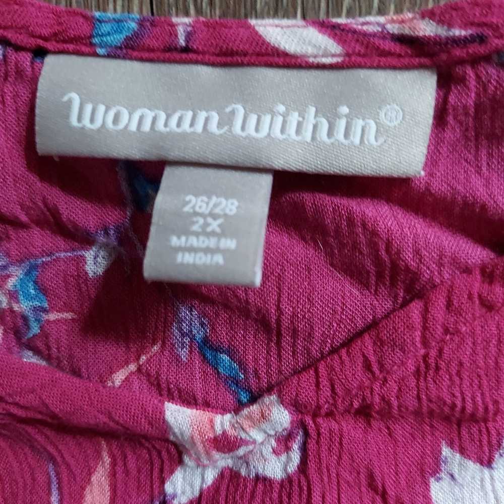 Woman Within Plus Wine Pink Floral Rayon Short Sl… - image 6