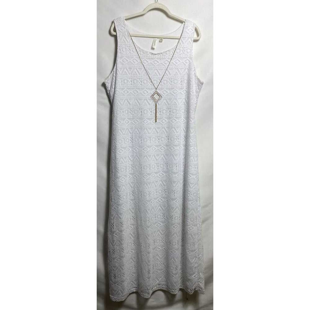 Tacera Women White Lined Lace Dress and Necklace … - image 1