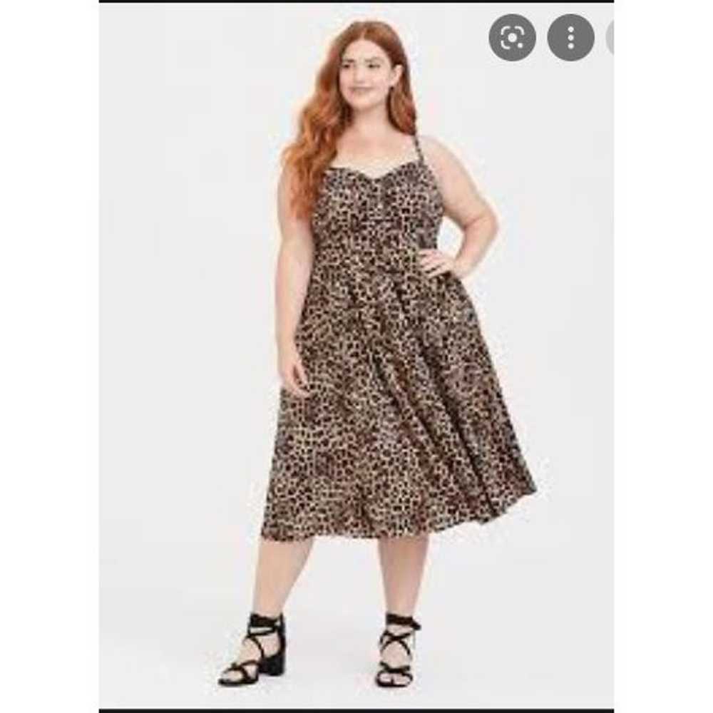 Torrid Womens 2X Brown Leopard Challis Button Fro… - image 1