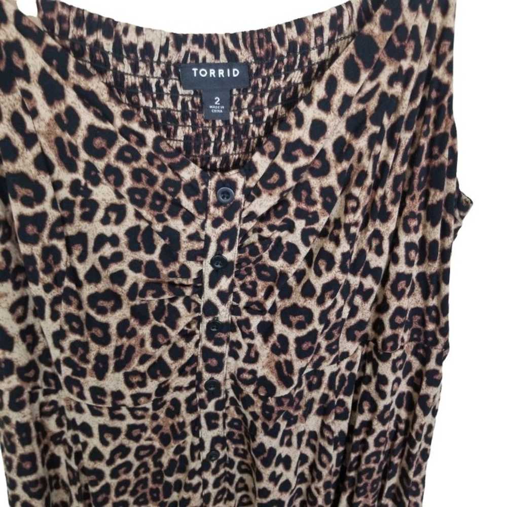 Torrid Womens 2X Brown Leopard Challis Button Fro… - image 3