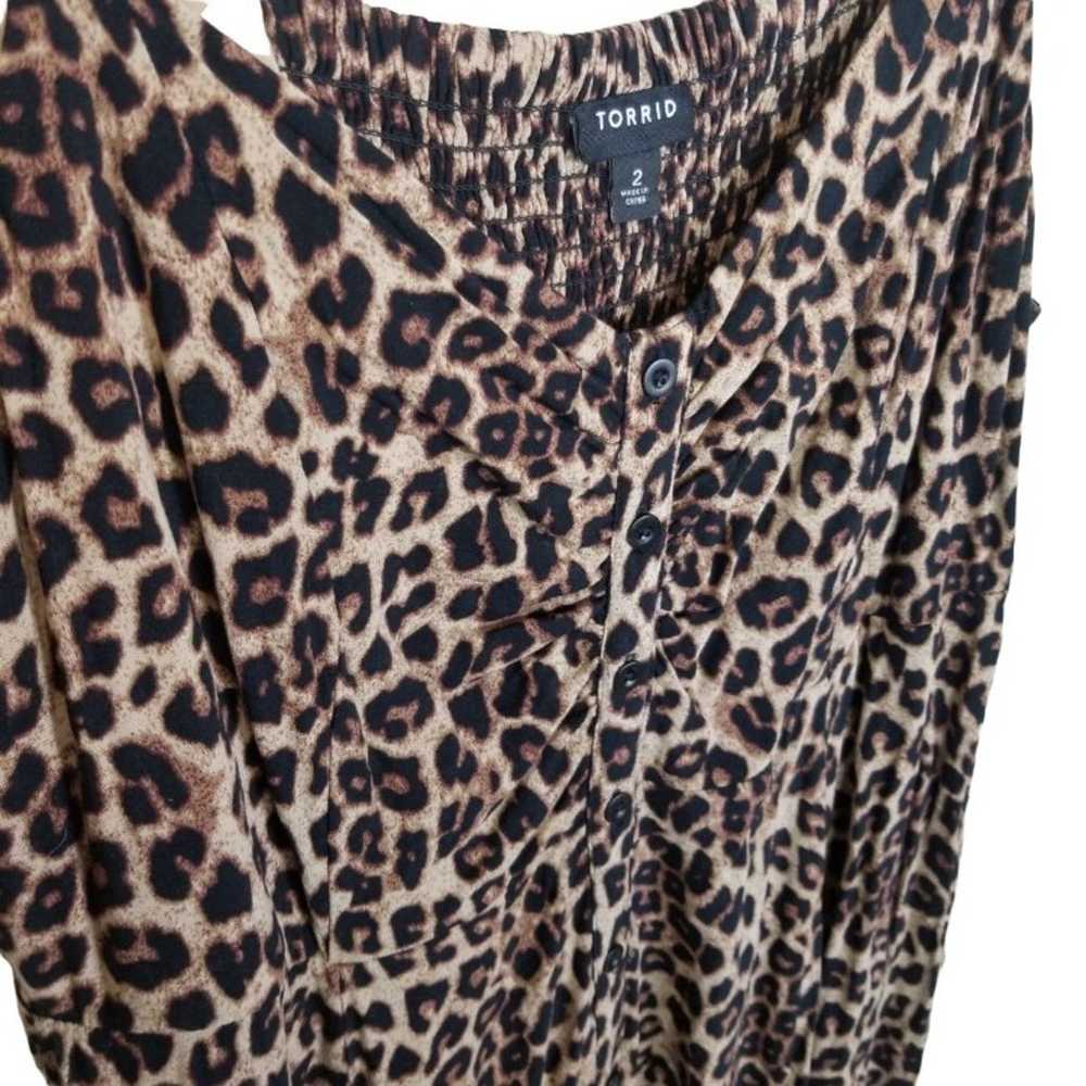 Torrid Womens 2X Brown Leopard Challis Button Fro… - image 5