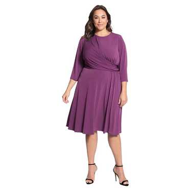 London Times Side Ruched Midi Dress - /Purple - image 1