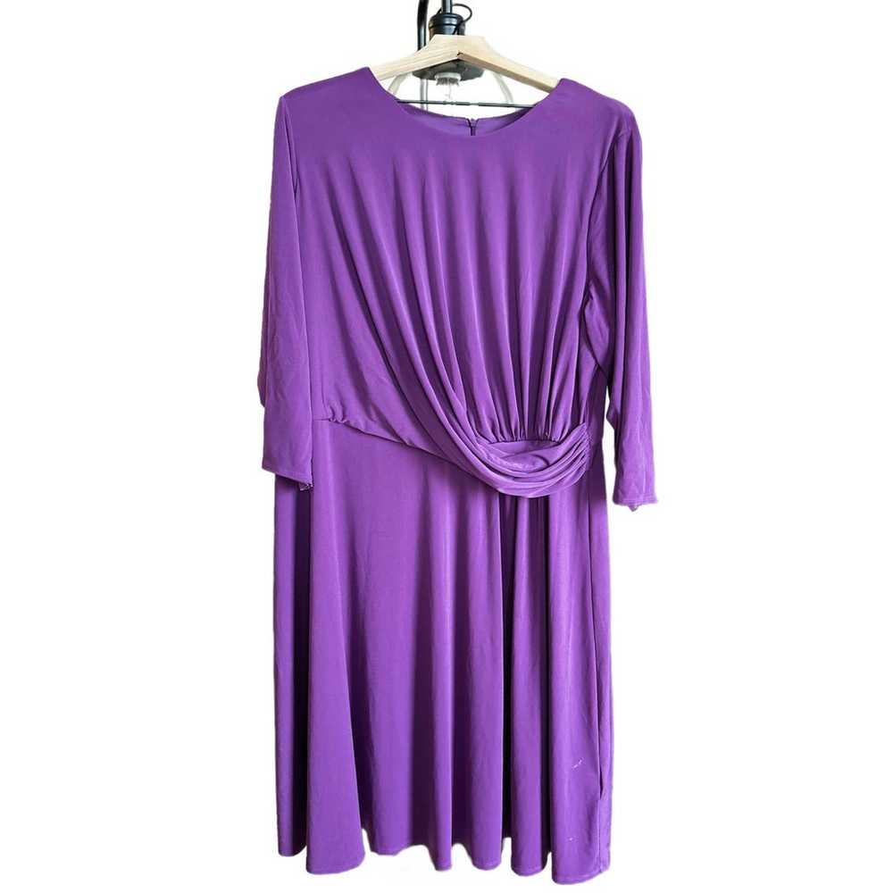 London Times Side Ruched Midi Dress - /Purple - image 3