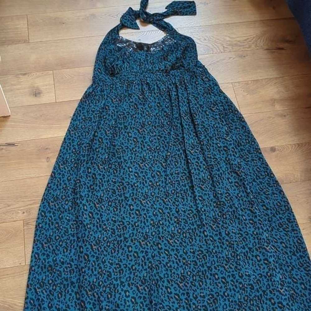 Torrid maxi smocked blue leopard dress sz 2 - image 2