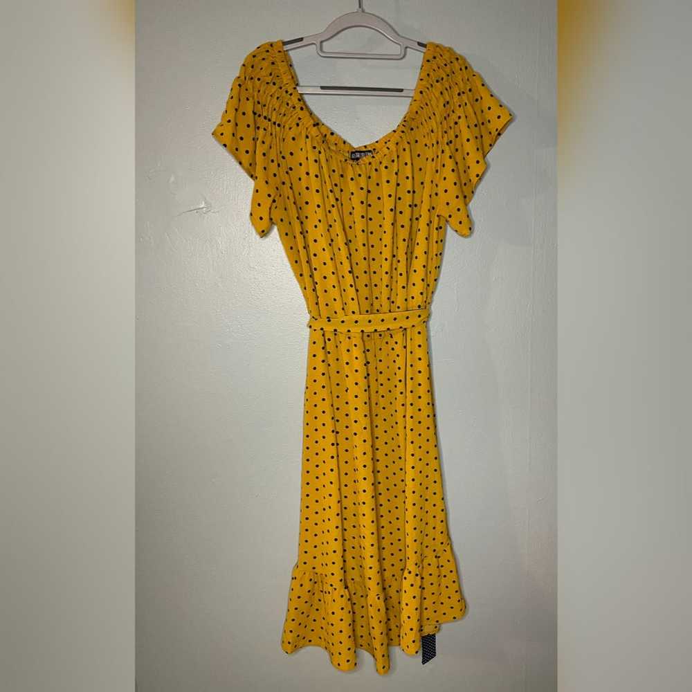 Paperdoll yellow polka dot midi swing dress - image 1