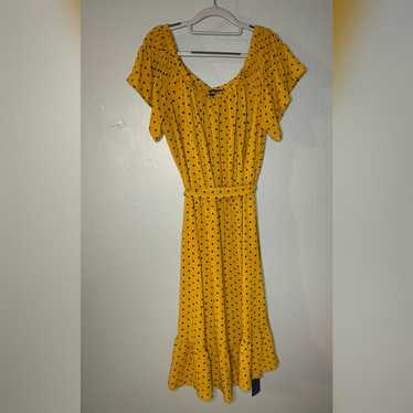 Paperdoll yellow polka dot midi swing dress - image 1