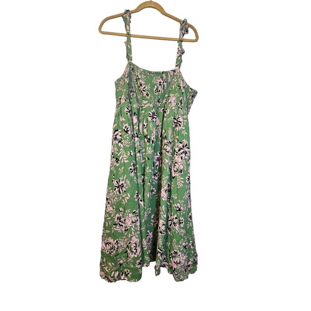 Torrid 3 Green Floral Challis Smocked Midi Dress … - image 4