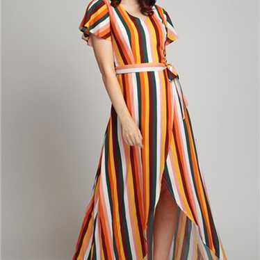 Amrita Multi Striped Wrap Maxi Dress