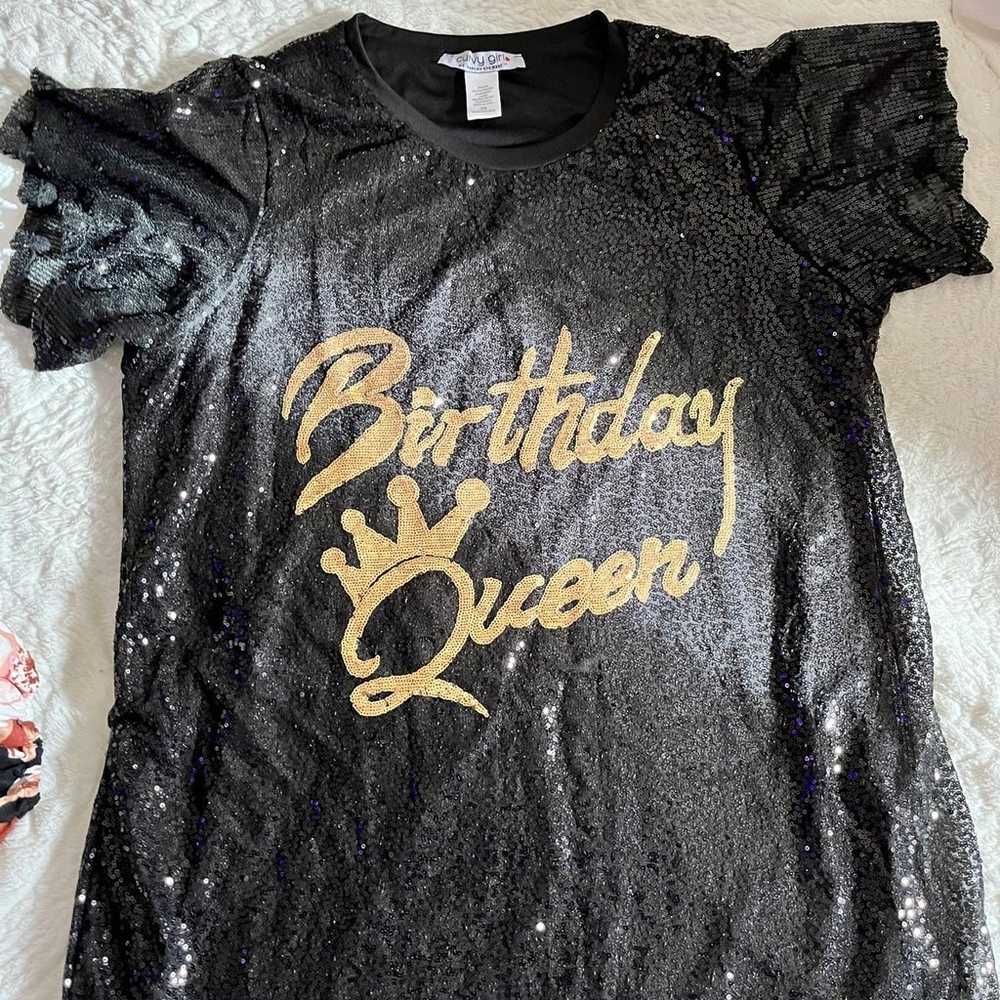 Black & Gold Sequin Plus Birthday Queen Dress - image 2