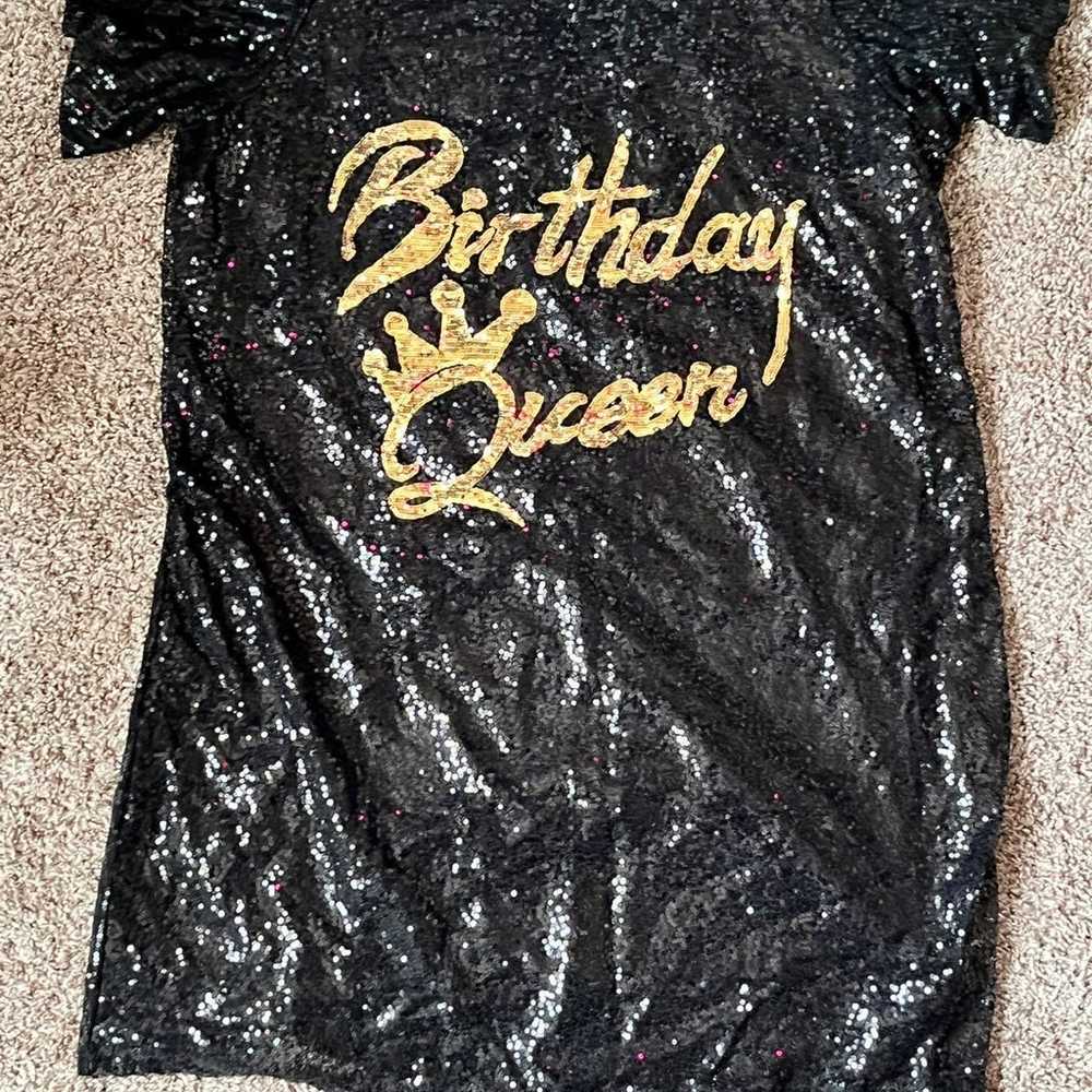 Black & Gold Sequin Plus Birthday Queen Dress - image 3