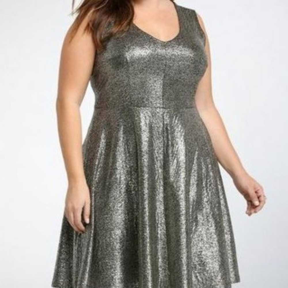 Torrid Foiled Textured Skater Dress - image 1