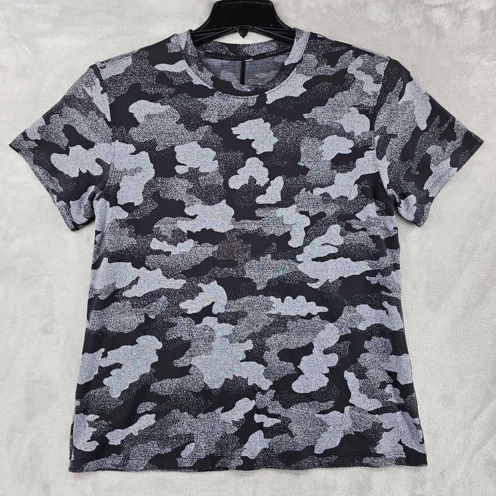 Lululemon Mens Tech Shirt Black / Gray Camo Polye… - image 1