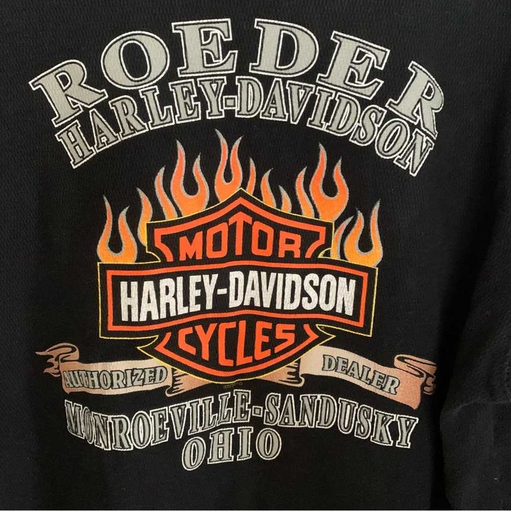 Harley Davidson Y2K Black Skull Flames Thermal L/… - image 6