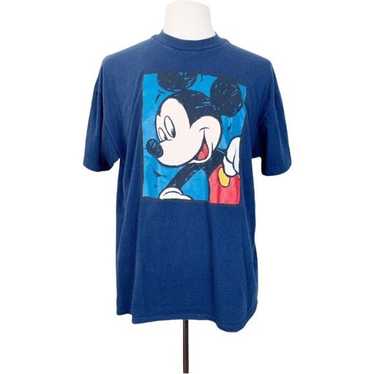 Vintage Mickey Mouse T-Shirt Blue Disney Store Si… - image 1