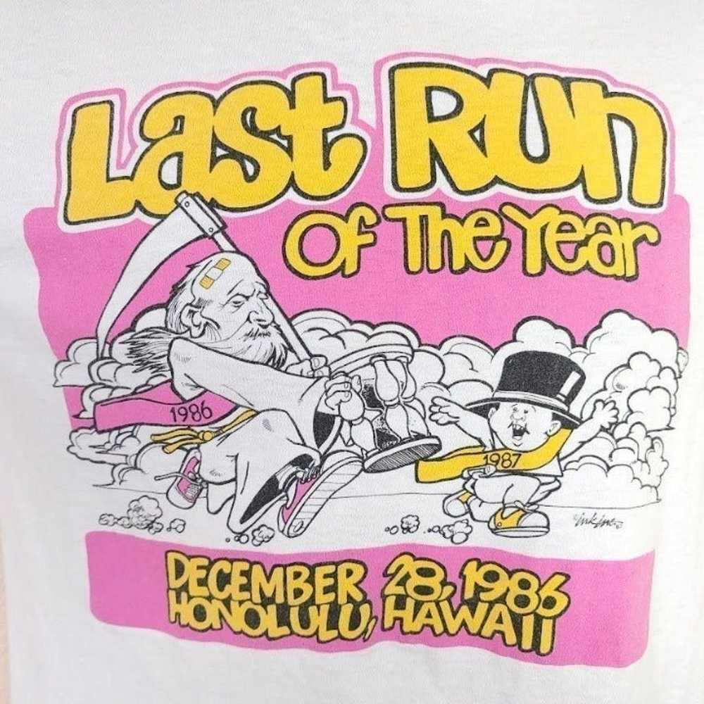 Last Run Of The Year T Shirt Vintage 80s 1986 Hon… - image 2