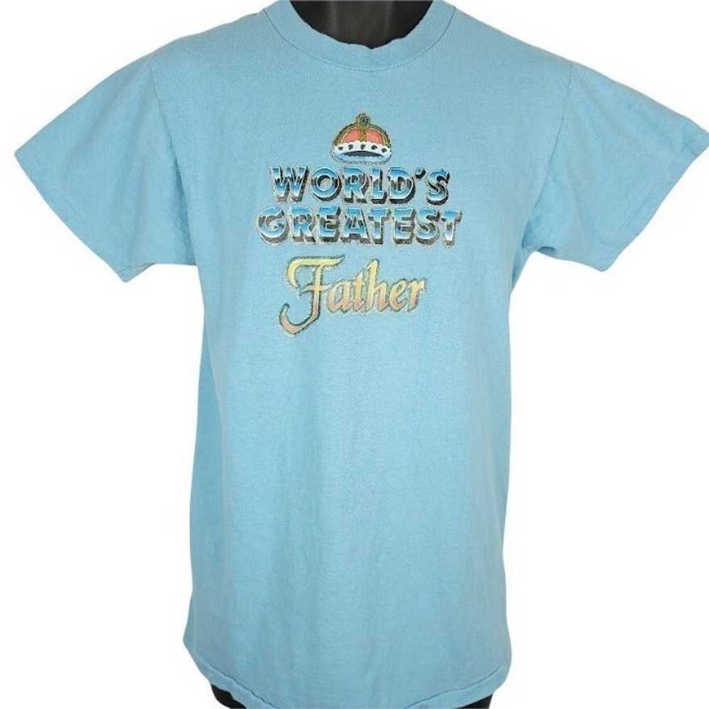 Worlds Greatest Father T Shirt Vintage 80s Iron O… - image 1