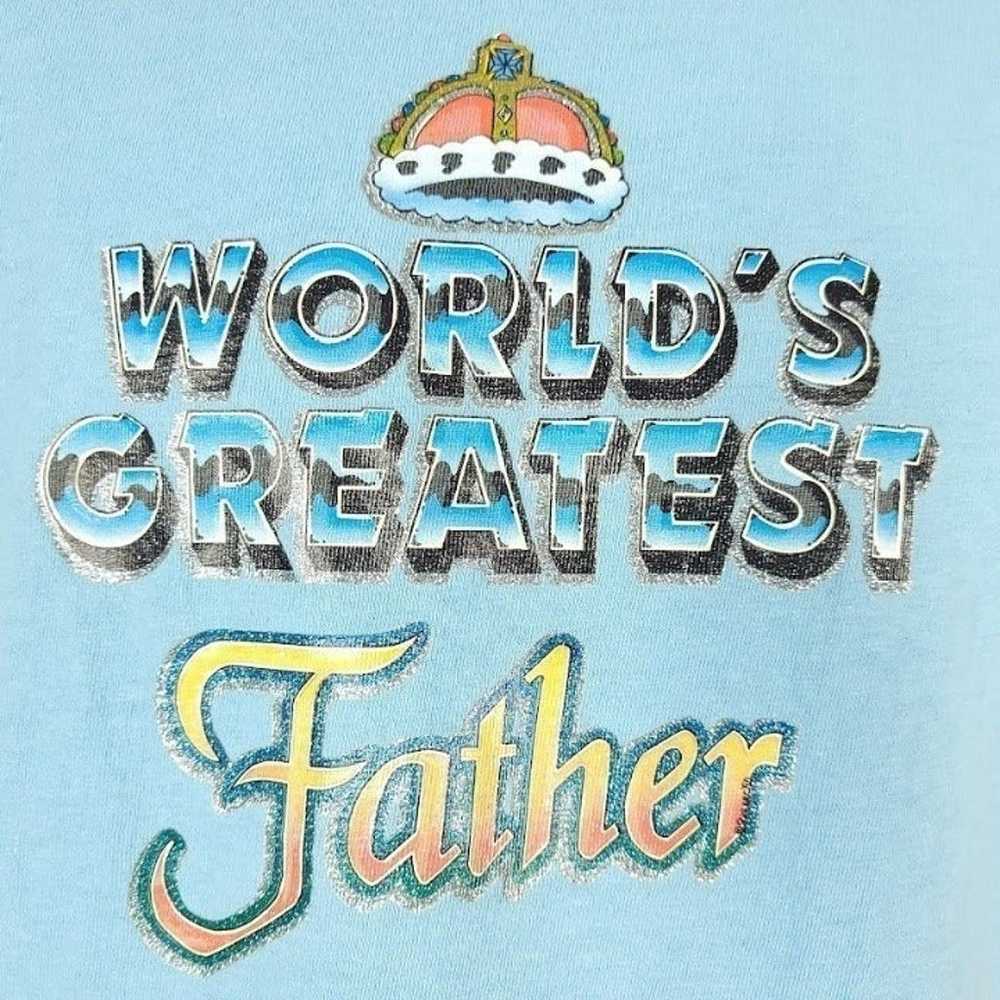 Worlds Greatest Father T Shirt Vintage 80s Iron O… - image 2
