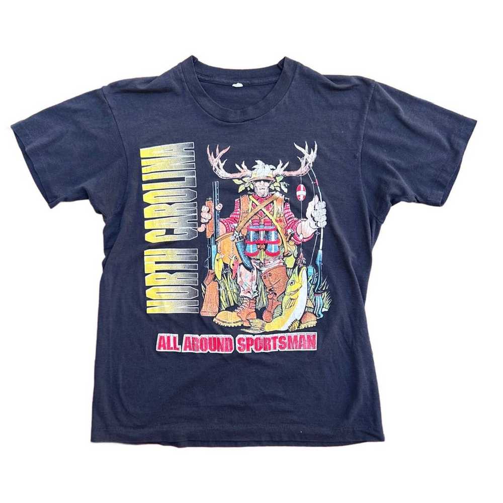 1980s Outdoors Sportsman’s Novelty T Shirt Single… - image 1