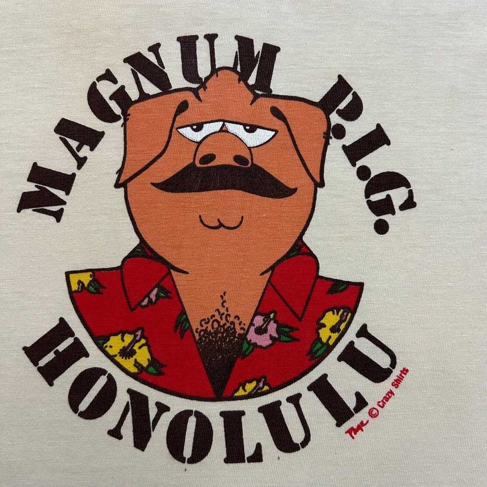 Vintage 80s Crazy Shirts Hawaii Magnum PIG Honolu… - image 2
