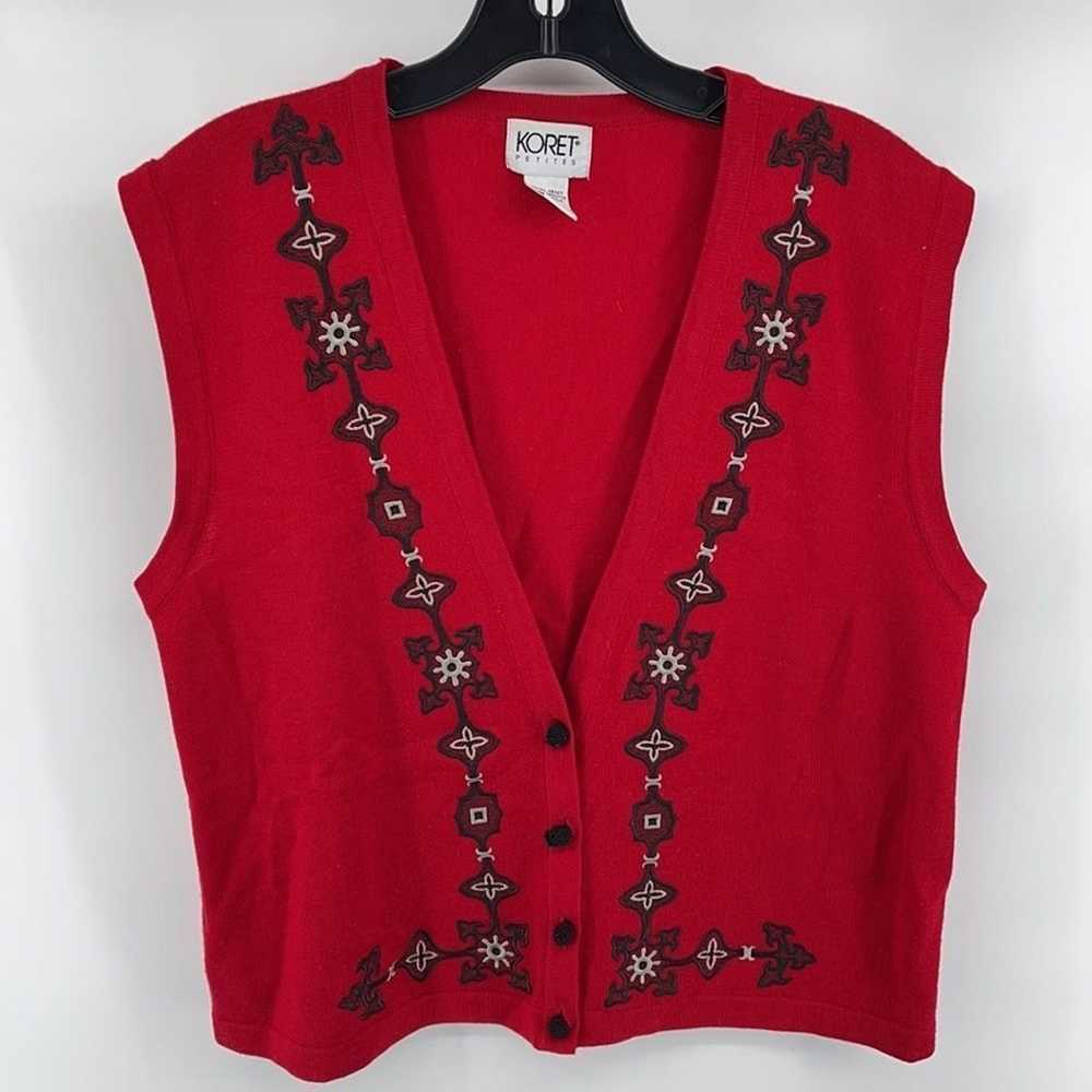 Other Koret vintage VTG wool sweater vest embroid… - image 10