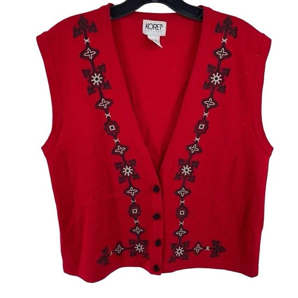 Other Koret vintage VTG wool sweater vest embroid… - image 1