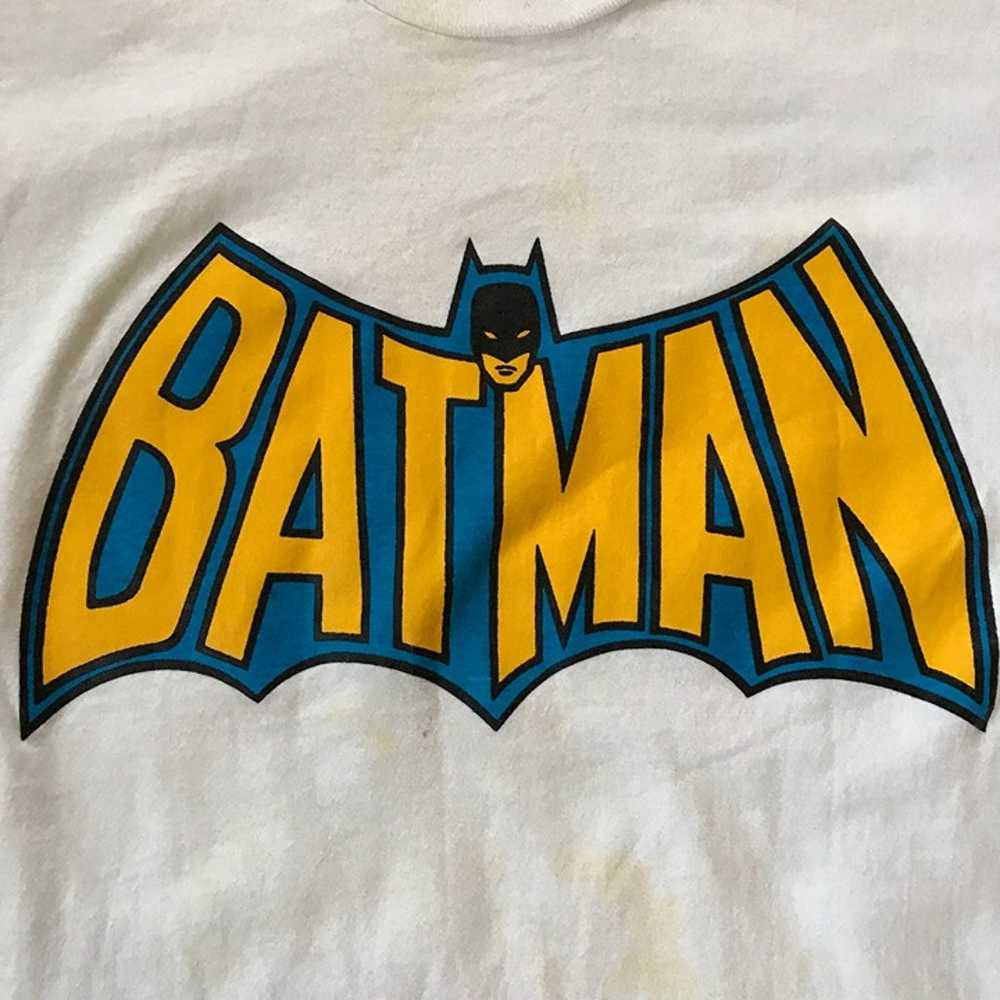 Vintage 80s 1989 Batman Logo DC Comics White Grap… - image 2