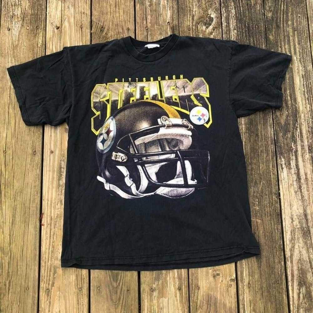Vintage 1998 Faded Black Worn Pittsburgh Steelers… - image 1